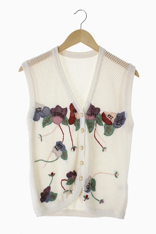 RAYON&amp;LINEN EMBROIDERY KNIT VEST 리가먼트