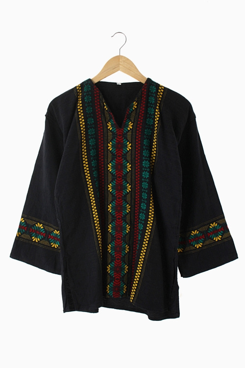 NATIVE EMBROIDERY COTTON TUNIC TOP 리가먼트
